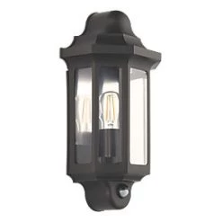 LAP Outdoor Half Lantern Wall Light With PIR Sensor Satin Black