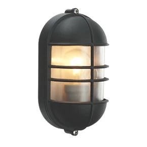 Outdoor Oval Caged Bulkhead Wall Light Black 2 Outdoor Oval Caged Bulkhead Wall Light Black - Image 2