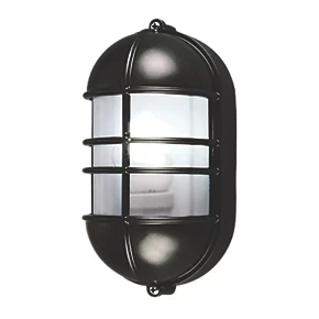 Outdoor Oval Caged Bulkhead Wall Light Black 1 Outdoor Oval Caged Bulkhead Wall Light Black