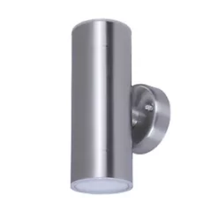 LAP Candiac Outdoor LED Up & Down Wall Light Brushed Chrome 8.6W 2 x 350lm
