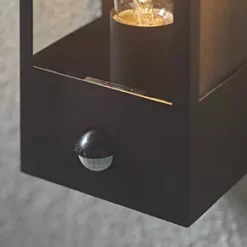 LAP Breton Outdoor Rectangular Frame Lantern With PIR Sensor Matt Black -Outdoor Lighting Sales 338PG A2