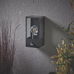 LAP Breton Outdoor Rectangular Frame Lantern With PIR Sensor Matt Black -Outdoor Lighting Sales 338PG A3