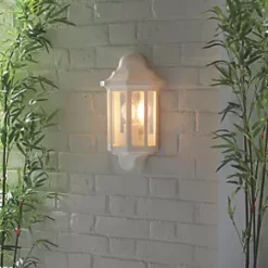 LAP Outdoor Half Lantern Wall Light Matt White -Outdoor Lighting Sales 495PG A3