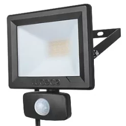 Luceco ECO Slimline Outdoor LED Floodlight With PIR Sensor Black 10W 800lm