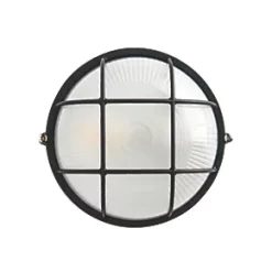 LAP Napoli Indoor & Outdoor Round Caged Bulkhead Black -Outdoor Lighting Sales 589PG A2