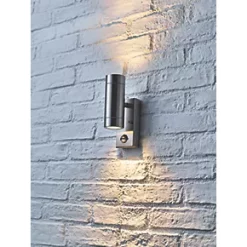 LAP Bronx Outdoor Up & Down Wall Light With PIR Sensor Stainless Steel -Outdoor Lighting Sales 6213R A3