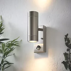 LAP Bronx Outdoor Up & Down Wall Light With PIR Sensor Stainless Steel -Outdoor Lighting Sales 6213R A5