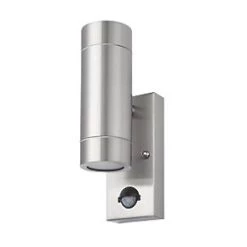 LAP Bronx Outdoor Up & Down Wall Light With PIR Sensor Stainless Steel