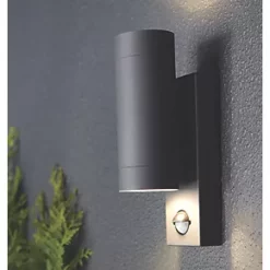 LAP Candiac Outdoor LED Up & Down Wall Light With PIR Sensor Charcoal Grey 5.3W 2 x 350lm -Outdoor Lighting Sales 6287X A2