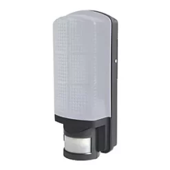 LAP Indoor & Outdoor Rectangular LED Bulkhead With PIR Sensor Black 8W 670lm