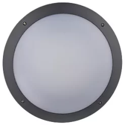 Seran Outdoor Round LED Bulkhead Matt Black 12W 1000lm -Outdoor Lighting Sales 707PG A2