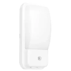 Enlite UtiliteX Outdoor Rectangular LED Security Bulkhead With PIR Sensor White 10W 880lm