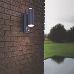 LAP Outdoor LED Wall Light With PIR Sensor Charcoal Grey 9W 760lm -Outdoor Lighting Sales 762PP A3