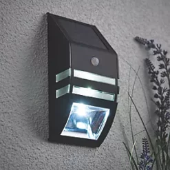 LAP Solar Outdoor LED Solar Bulkhead With PIR Sensor Matt Black 40lm -Outdoor Lighting Sales 9162F A5