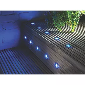 LAP Coldstrip 30mm Outdoor Blue LED Recessed Deck Light Kit Brushed Chrome 4.4W 10 Pack 1 LAP Coldstrip 30mm Outdoor Blue LED Recessed Deck Light Kit Brushed Chrome 4.4W 10 Pack