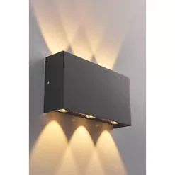 LAP Outdoor LED Tri-Light Up & Down Wall Light Textured Black 7.5W 550lm -Outdoor Lighting Sales 962JK A4