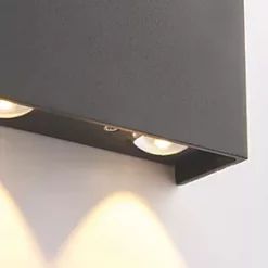 LAP Outdoor LED Tri-Light Up & Down Wall Light Textured Black 7.5W 550lm -Outdoor Lighting Sales 962JK A5