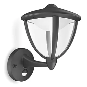 Philips Robin Outdoor LED Wall Lantern with PIR Black 4.5W 430lm 2 Philips Robin Outdoor LED Wall Lantern with PIR Black 4.5W 430lm - Image 2